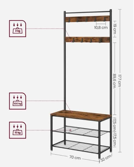 Photo of free Hall Tree Shoe Rack with Bench (Hove Station area BN3) #2