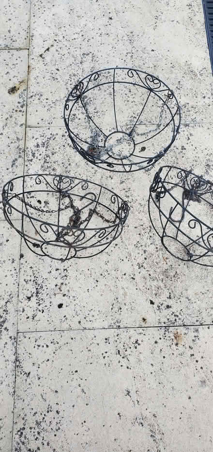 Photo of free Three black metal hanging baskets (Battledown GL52) #1
