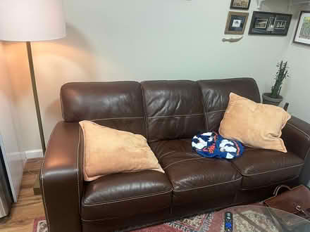 Photo of free Leather Couch (7ft) (Greenpoint) #1