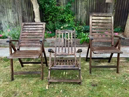 Photo of free 3 wooden garden chairs (TW2 whitton) #1