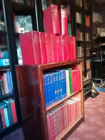Photo of free Simple hardwood bookcase and vintage books (Bohemia TN37) #1