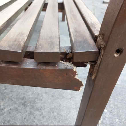 Photo of free 3 seater wooden garden bench - needs repair (Fords Farm RG31) #2