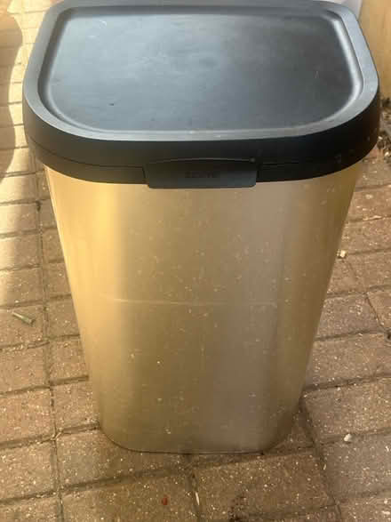 Photo of free Black and chrome plastic bin (Catford SE6) #1