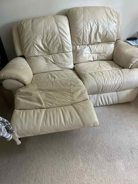 Photo of free Cream leather recliner sofa and chair (Broadcylst EX5) #2