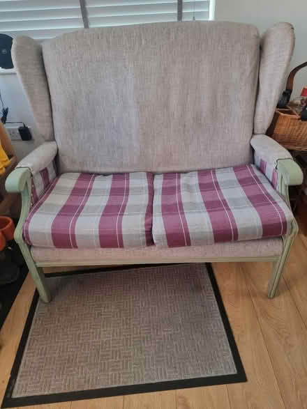 Photo of free 2 seater sofa grey/purple (Newthorpe notts) #1