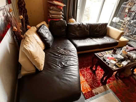 Photo of free Real leather corner/ chaise designer type large sofa (Spondon DE21) #1