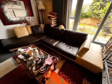 Photo of free Real leather corner/ chaise designer type large sofa (Spondon DE21) #3