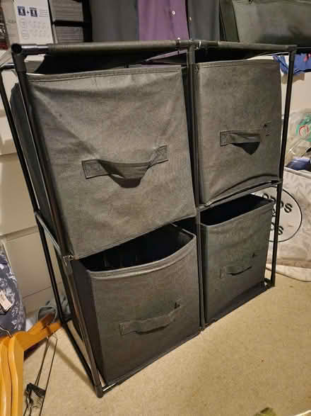 Photo of free 4 "drawer" cloth and plastic cubbie (Towne Lake park) #1