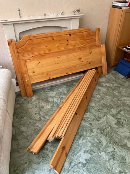 Photo of free Small double bed frame. Pine. (Grappenhall WA4) #1