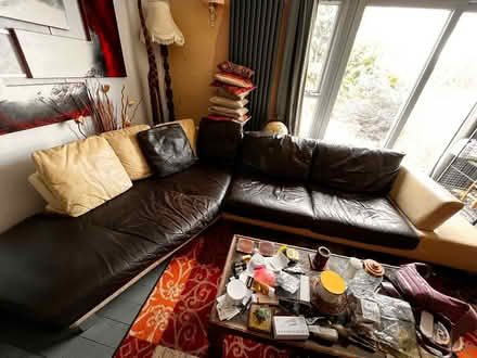 Photo of free Real leather corner/ chaise designer type large sofa (Spondon DE21) #2