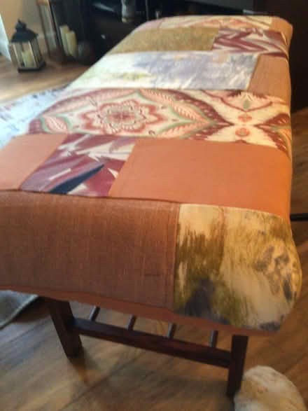 Photo of free Wooden ottoman with upholstered top (Morley LS27) #1