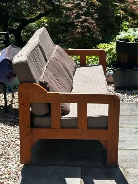 Photo of free Wood frame sofa (Potomac MD) #3