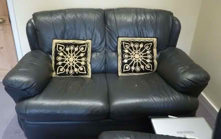 Photo of free 2 seater leather sofa (Castle MK40) #1