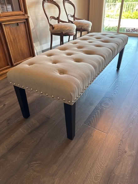 Photo of free Grey upholstered bench (Evergreen-The Villages) #2
