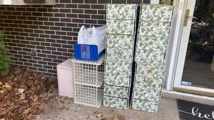 Photo of free Plastic shelves. Cardboard drawers (woodridge) #1