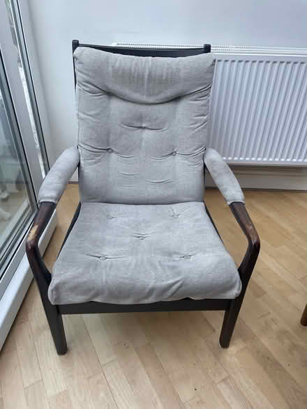 Photo of free Armchair with wooden frame in need of some tlc (Bradford on Avon BA15) #1