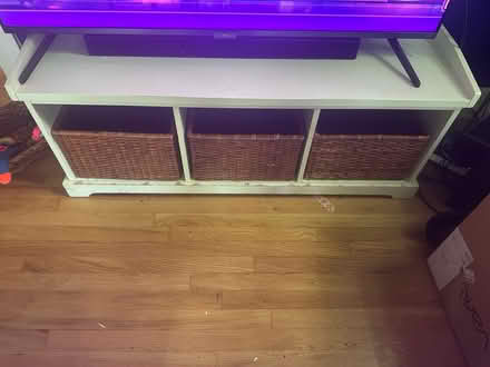 Photo of free White painted wood bench/ tv stand (College Park) #1