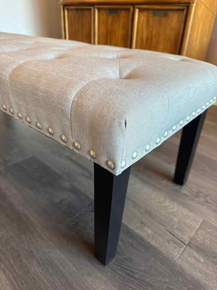 Photo of free Grey upholstered bench (Evergreen-The Villages) #3
