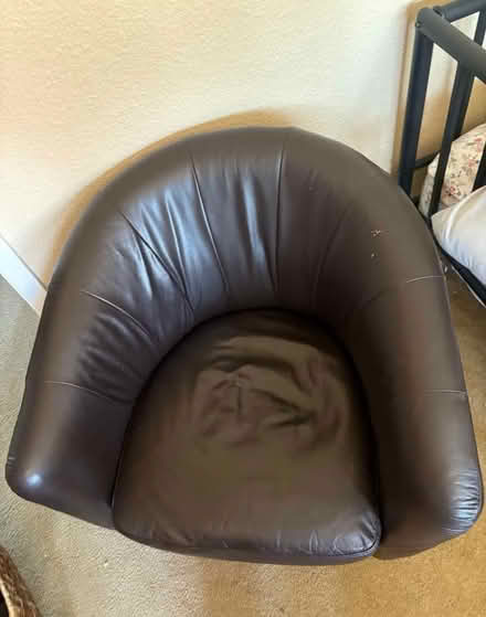 Photo of free Leather Barrel Chair (Tracy,) #1