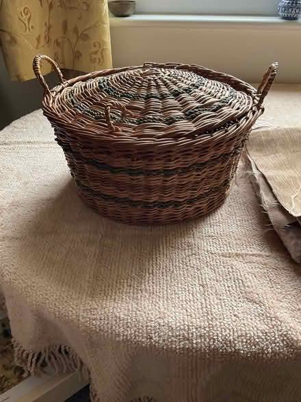 Photo of free Large Wicker sewing basket etc (Erlestoke Devizes SN10) #1