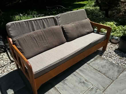 Photo of free Wood frame sofa (Potomac MD) #2