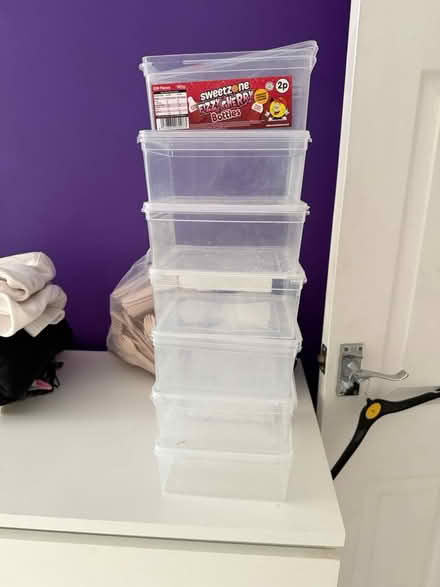 Photo of free Empty Plastic sweet storage boxes (Red Barn Lane PO15) #1