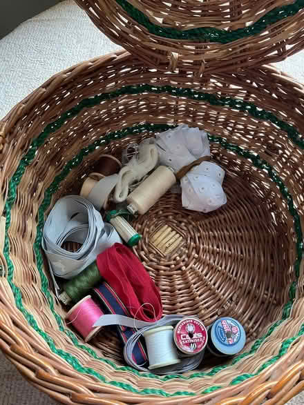 Photo of free Large Wicker sewing basket etc (Erlestoke Devizes SN10) #2