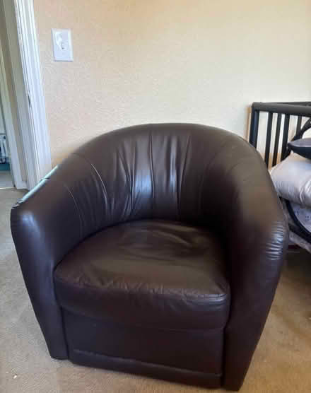 Photo of free Leather Barrel Chair (Tracy,) #2