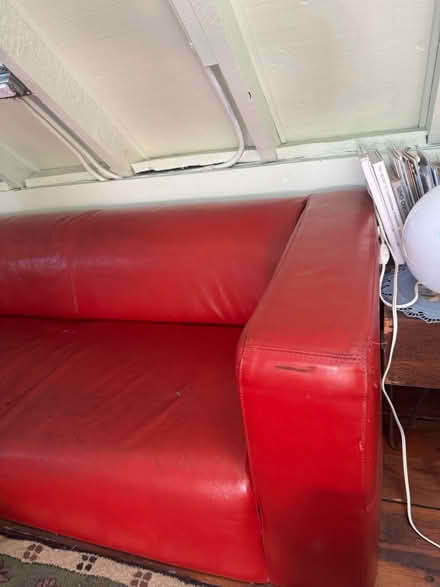 Photo of free Red Leather Sofa (bucktown) #1