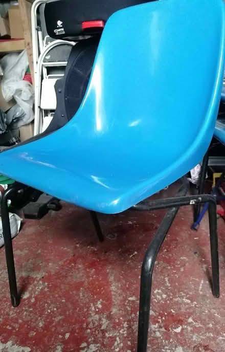 Photo of free 3 x blue solid plastic chairs (Presteigne LD8) #2