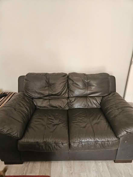 Photo of free 2 seater leather sofa. Brown. (Harbury CV33) #2
