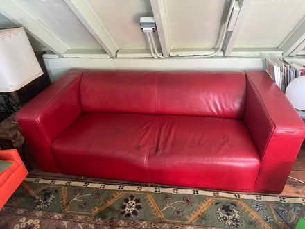 Photo of free Red Leather Sofa (bucktown) #3