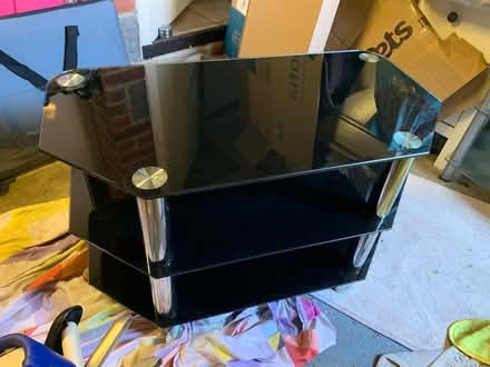 Photo of free Black Glass TV Stand (Sandhurst GU47) #1