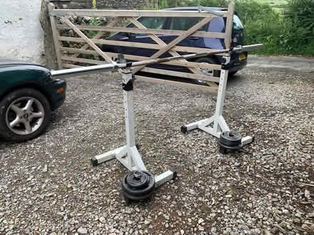 Photo of free Weights with bar and stands (Threlkeld CA11) #1