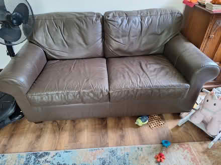 Photo of free Brown Leather 2 Seater Sofa (Bilton CV22) #1