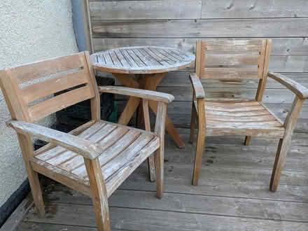 Photo of free Wood 'bistro' set (needs work) (Chinatown / Little Italy) #1