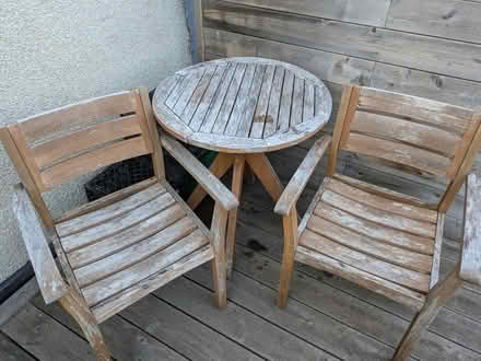 Photo of free Wood 'bistro' set (needs work) (Chinatown / Little Italy) #2