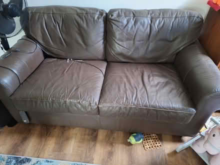Photo of free Brown Leather 2 Seater Sofa (Bilton CV22) #2