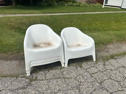 Photo of free 4 Comfy white plastic chairs (Whitmore lake, Michigan) #1