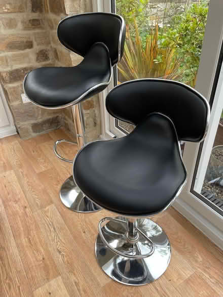 Photo of free 2 Black & chrome bar stools (Thorngrafton NE47 7AD) #1