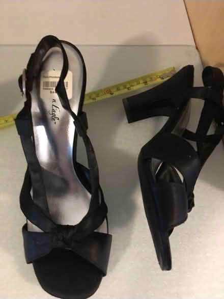 Photo of free Ladies 4” black satin shoes size 9 (L5L 5P5) #1