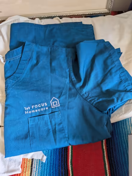 Photo of free 2 blue work tunics with pockets (Montgomery St, EH7.) #1