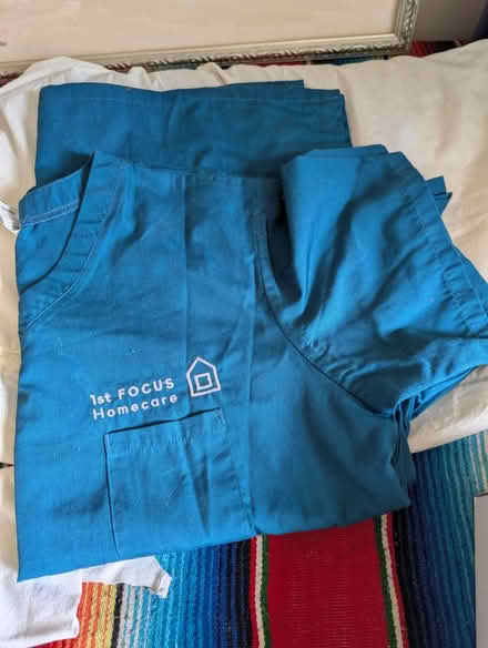 Photo of free 2 blue work tunics with pockets (Montgomery St, EH7.) #1