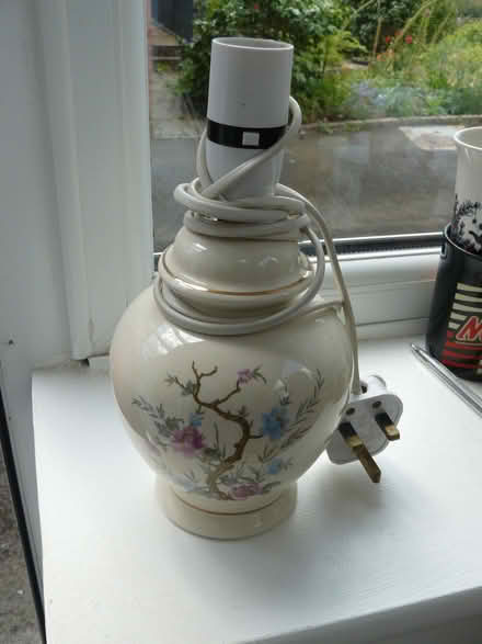 Photo of free Cream ceramic lamp base with oriental tree design (Kempsey WR5) #1