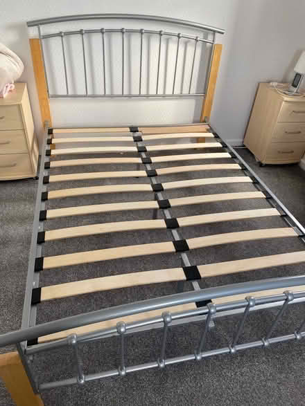 Photo of free Wood and metal double bed frame. (Sewerby YO16) #1