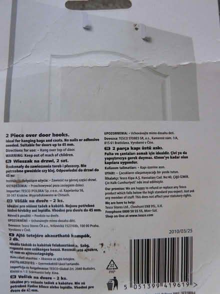 Photo of free Pack of 2 grey plastic over-door hooks (Kempsey WR5) #2