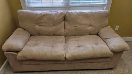 Photo of free Loveseat Tan fabric (Cumming office complex) #1