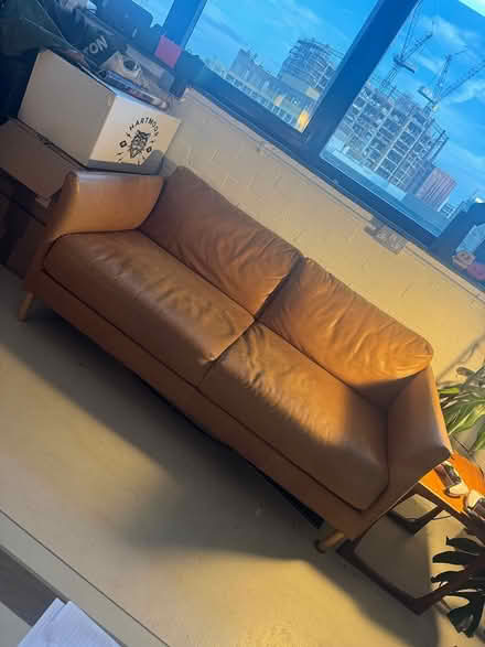 Photo of free Tan Leather Couch (Hackney E84) #4