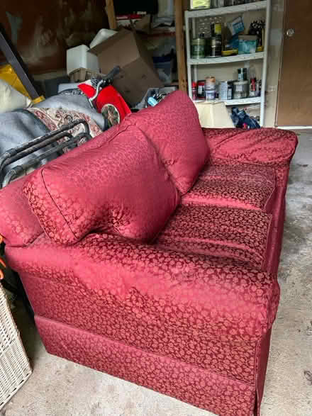 Photo of free Red sofa loveseat (Princeton) #2