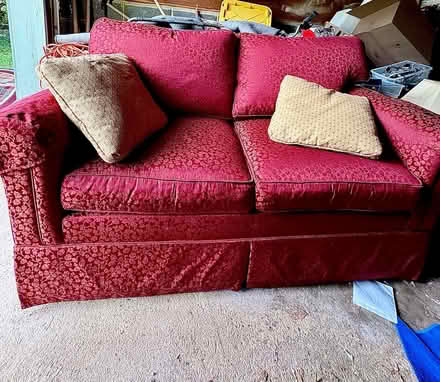 Photo of free Red sofa loveseat (Princeton) #1